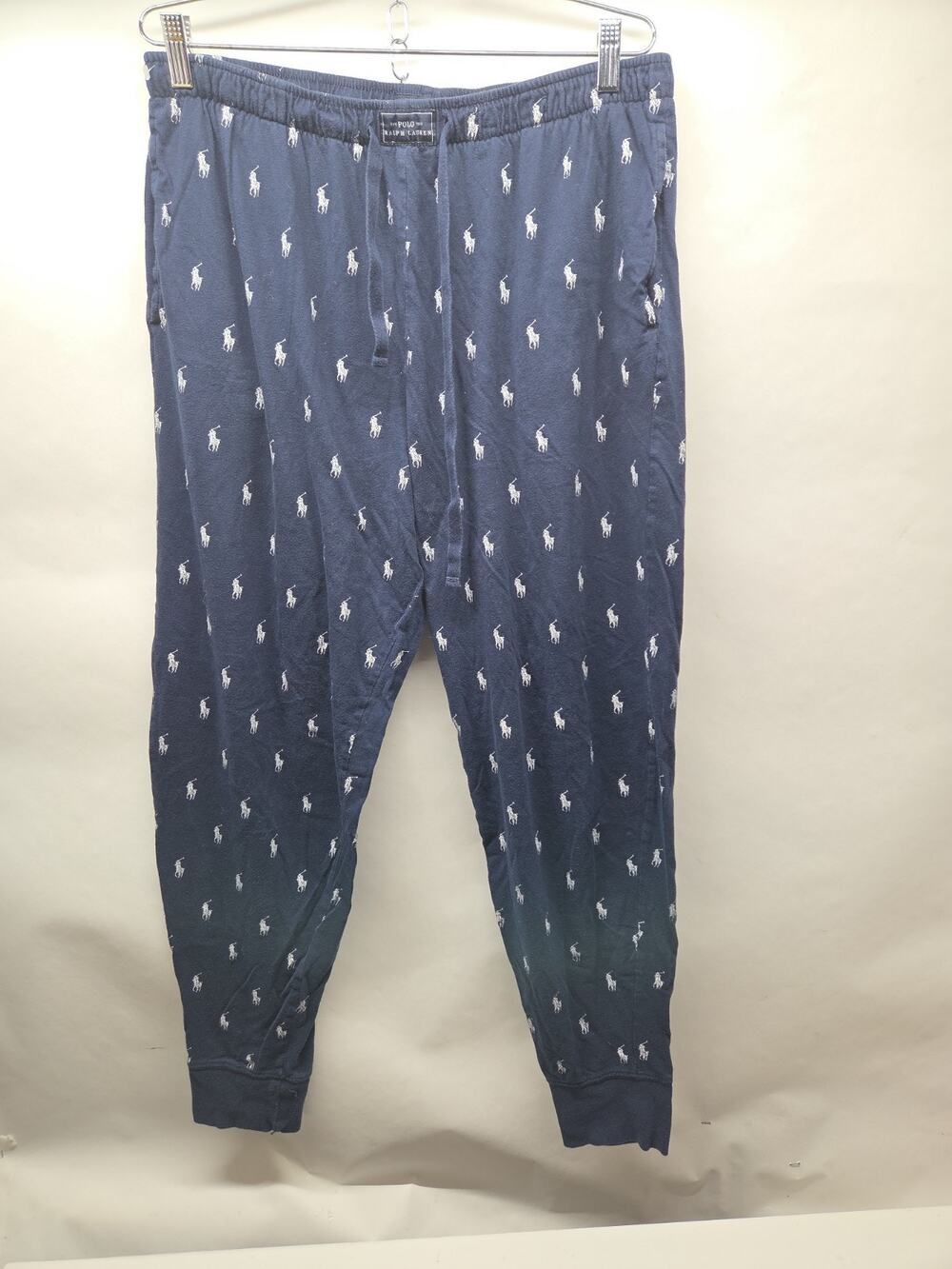 POLO RALPH LAUREN DRAWSTRING LOUNGE PANTS ALLOVER PONY BLUE MENS XL